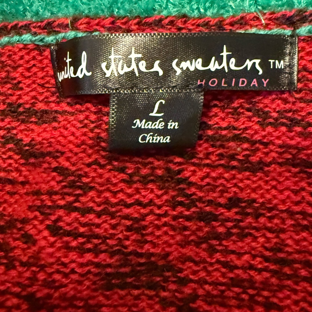 Kohl's Ugly Xmas Red and Green Reindeer Turtleneck Sweater - Picture 8 of 8